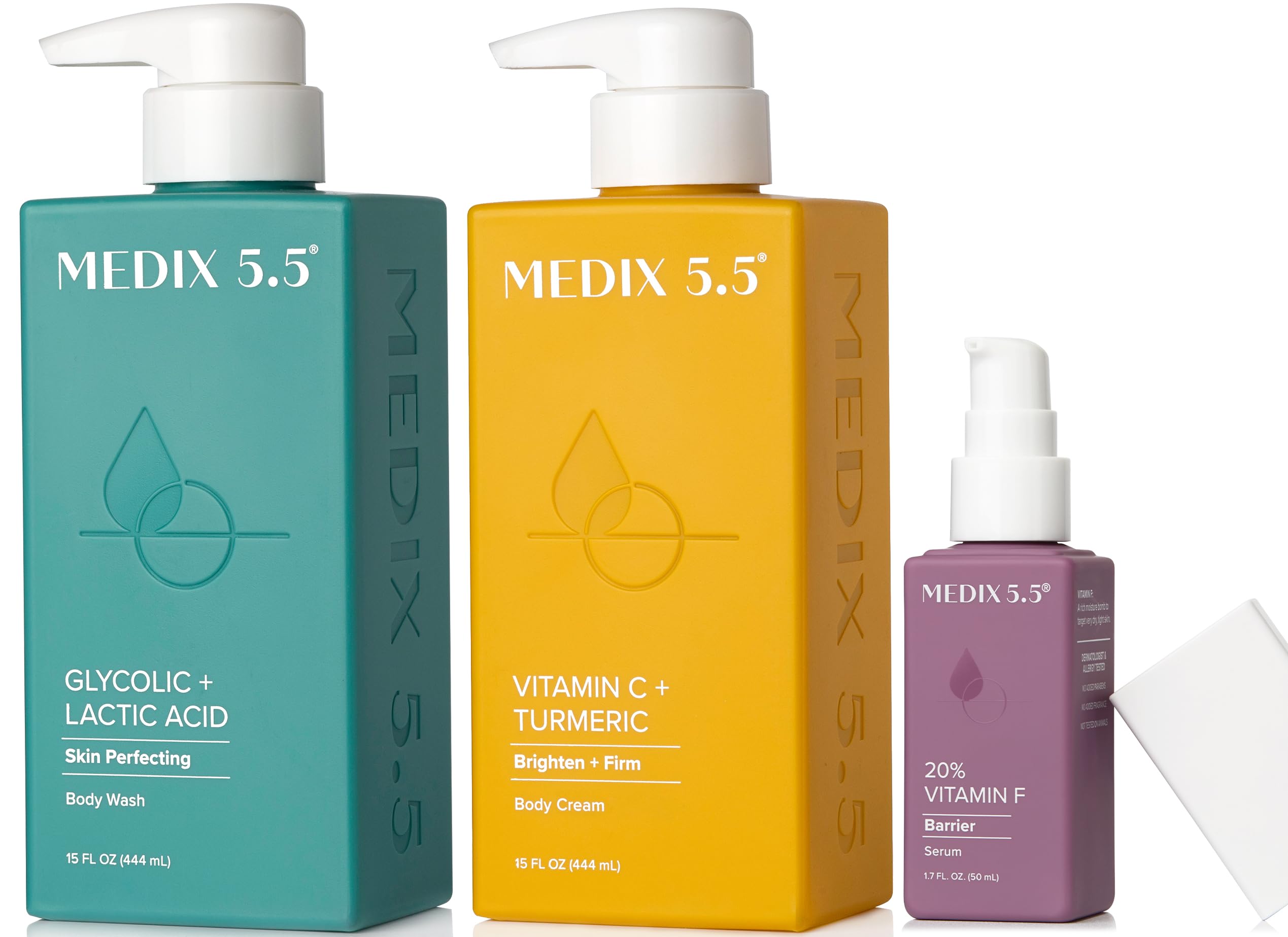 Medix 5.5 Vitamin C body cream bottle highlights brightening skin tone and evening texture