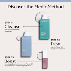 Medix 5.5 body wash foaming texture for smoother, more even skin.