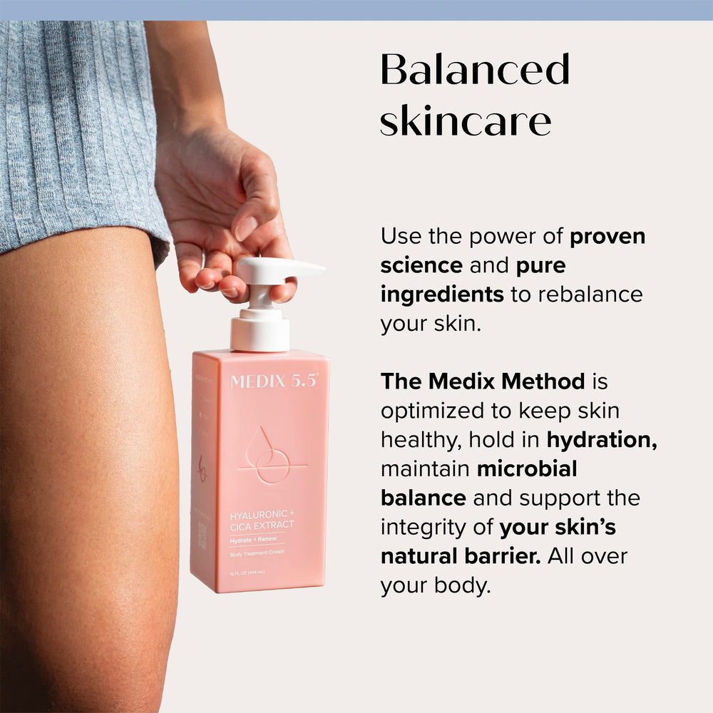 Medix 5.5 Cica Extracts and Vitamin E ingredients panel highlights nourishing actives