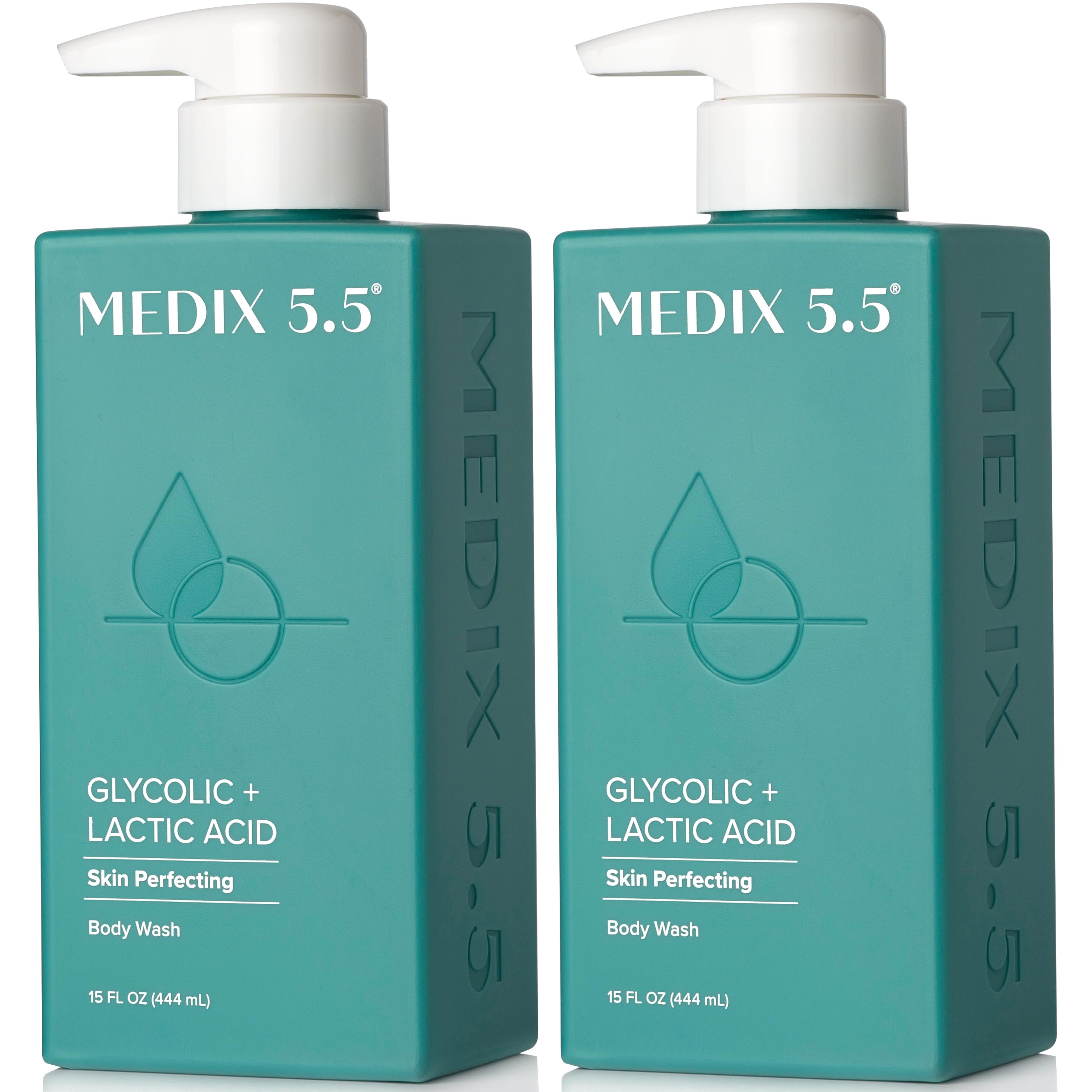 Medix 5.5 exfoliating body wash bottle for smoother skin with AHAs
