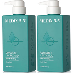 Medix 5.5 exfoliating body wash bottle for smoother skin with AHAs