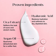 Medix 5.5 Hyaluronic Acid Body Lotion closeup of rich cream on skin