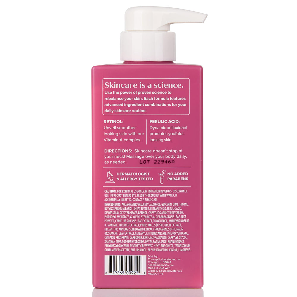 Medix 5.5 Light aroma and creamy texture in lotion shot.