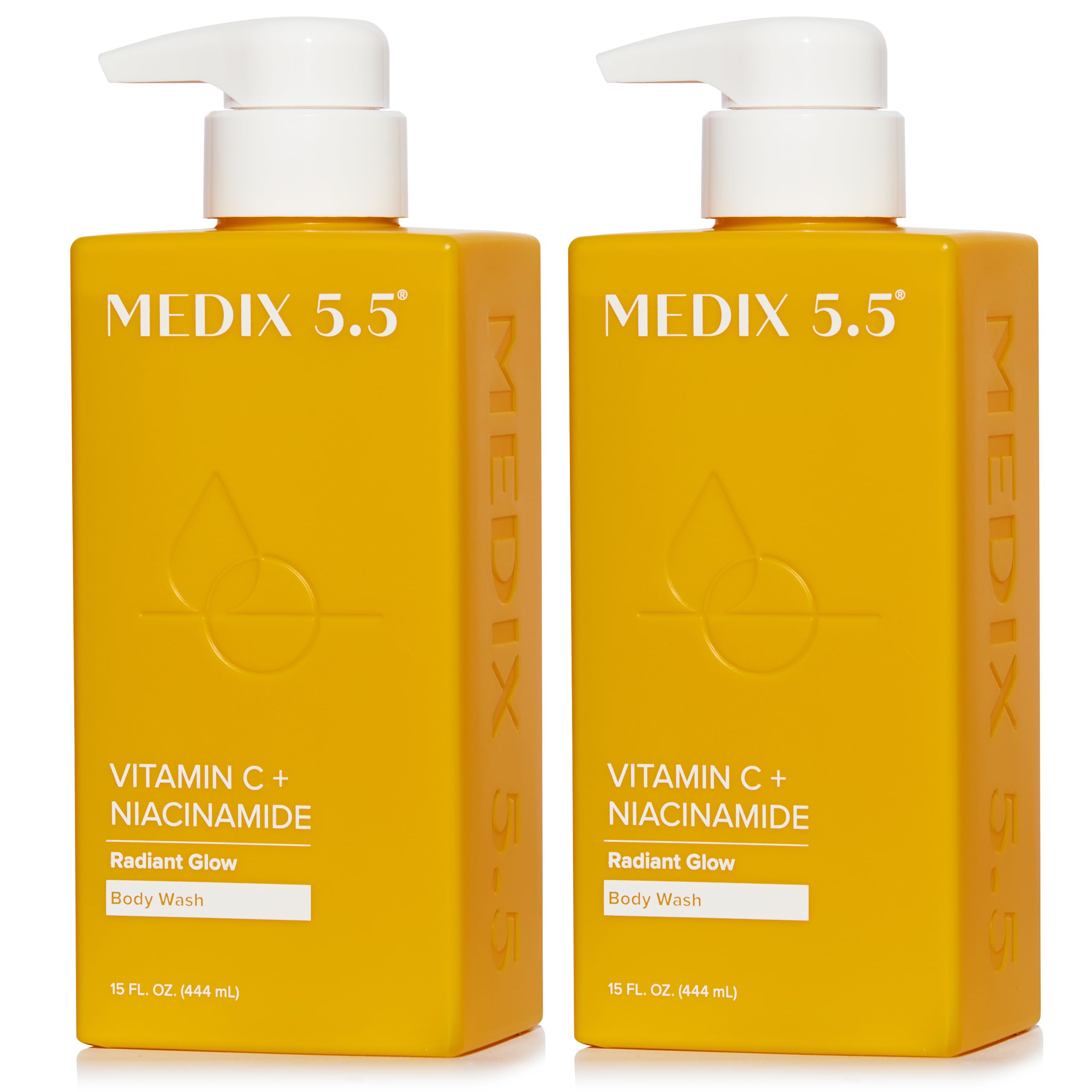Medix 5.5 Radiant Glow Vitamin C Body Wash bottle for daily cleansing and radiant skin.