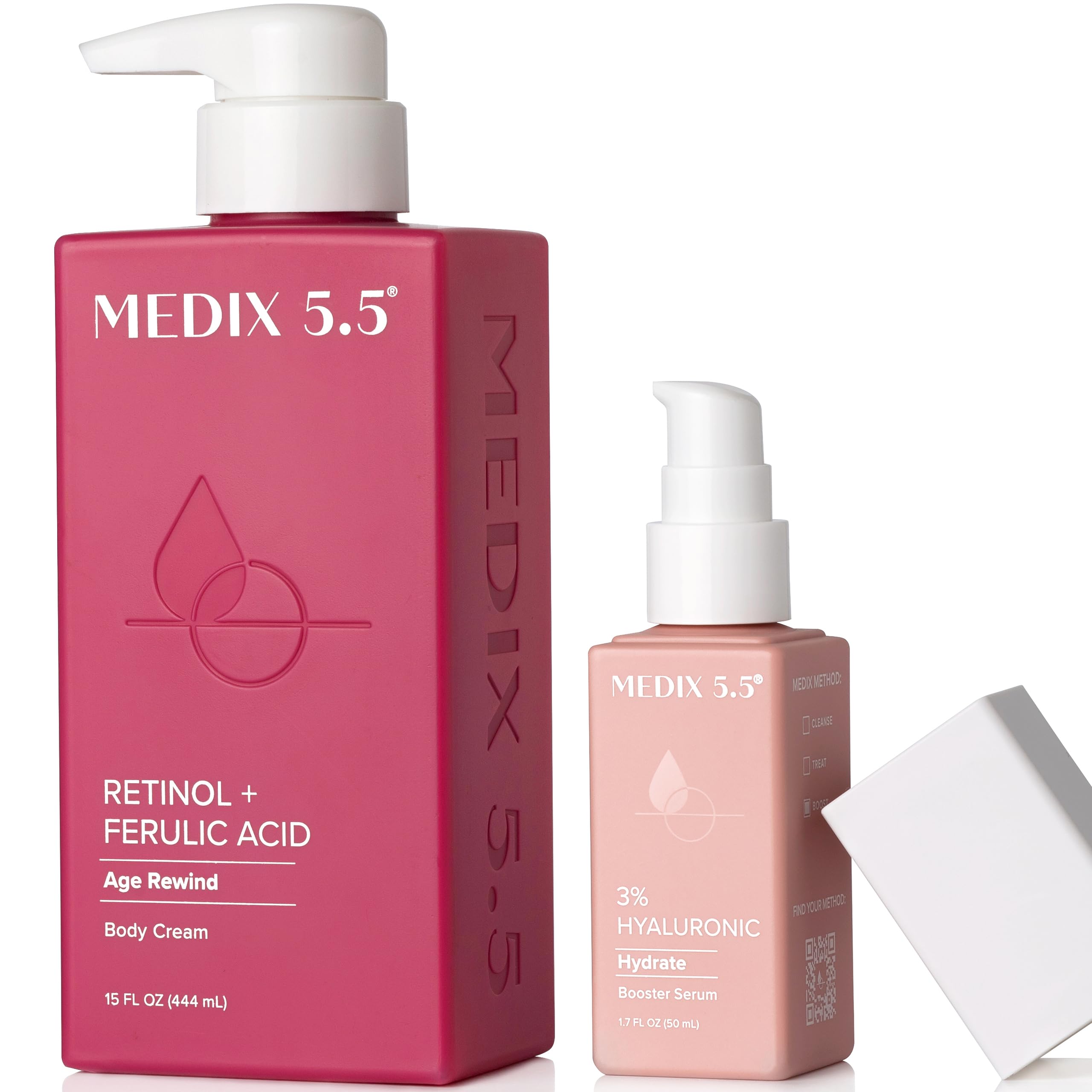 Medix 5.5 Retinol Body Lotion bottle with pump for firmer-looking skin
