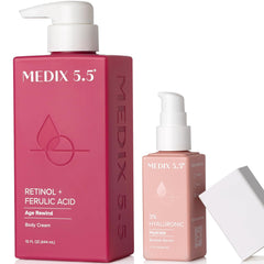 Medix 5.5 Retinol Body Lotion bottle with pump for firmer-looking skin