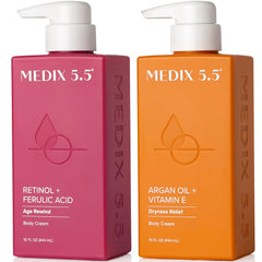 Medix 5.5 Retinol Body Lotion duo front view for firmer, smoother looking skin