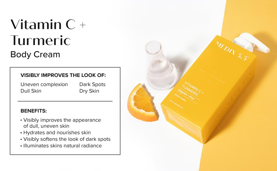 Medix 5.5 Vitamin C formula featuring Aloe Vera and Ferulic Acid for skin support.