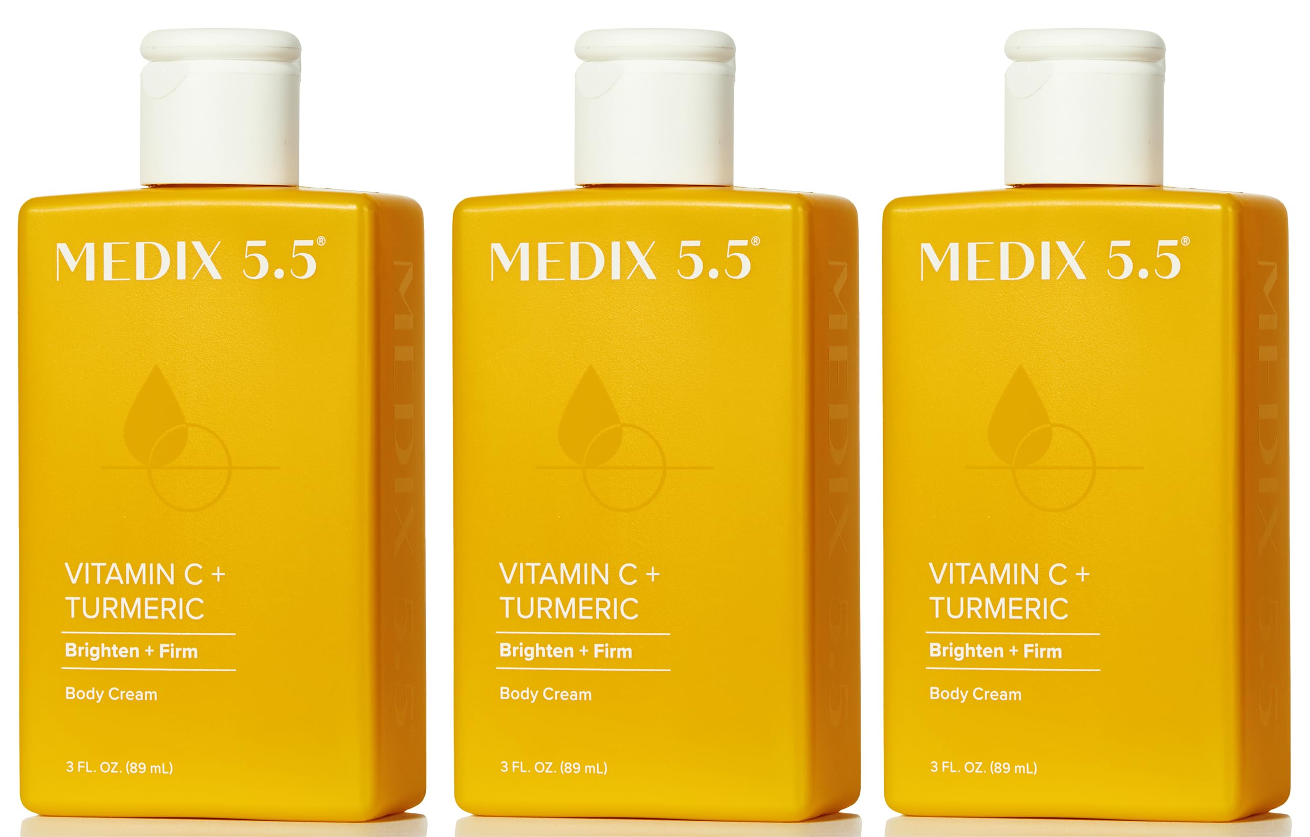 Medix 5.5 Vitamin C body lotion bottle delivering daily hydration for a brighter, more even look.