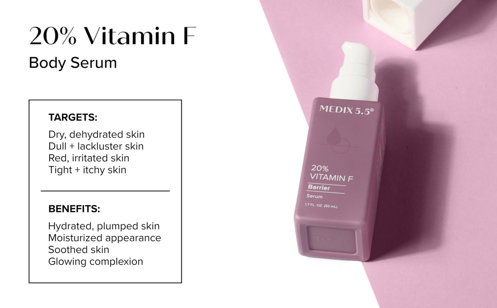 Medix 5.5 Vitamin F Serum application shot focusing on moisture.