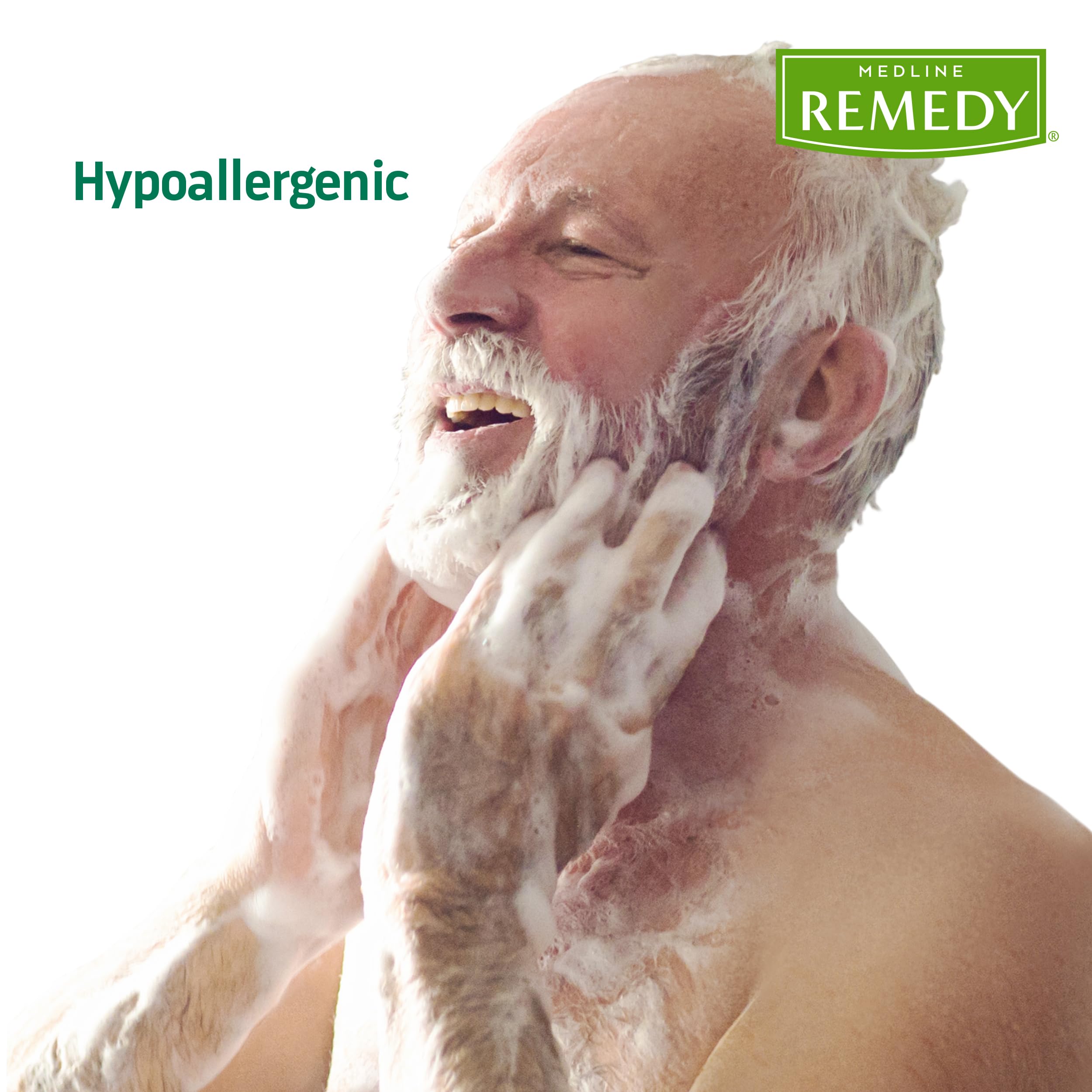 Medline Remedy Essentials hair-shampoo application for no-rinse refresh.
