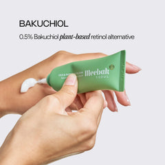 Meebak Eye Cream Bakuchiol ingredient closeup highlights nourishing care for delicate under eyes