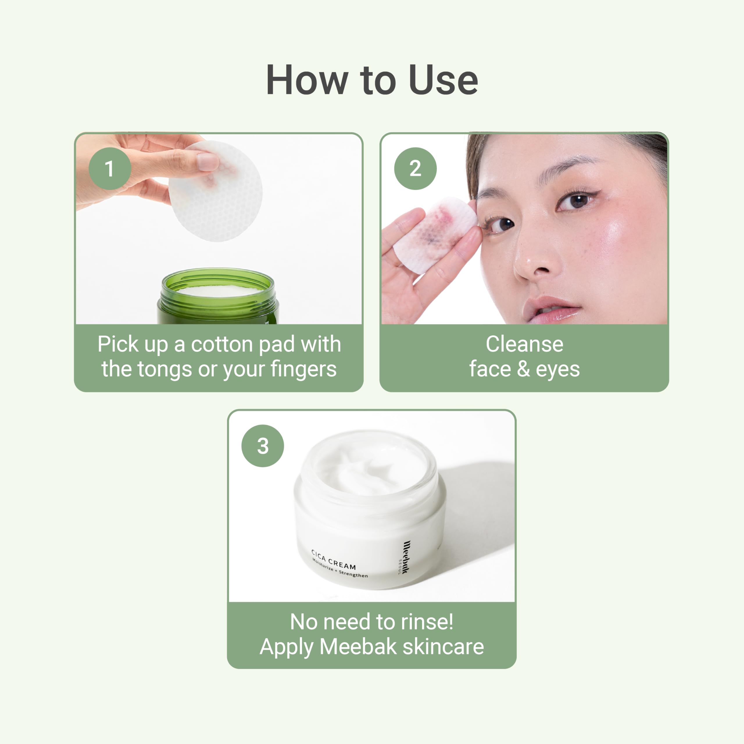 Meebak Cica Cleansing Water Pads reflect Korea's K-beauty science