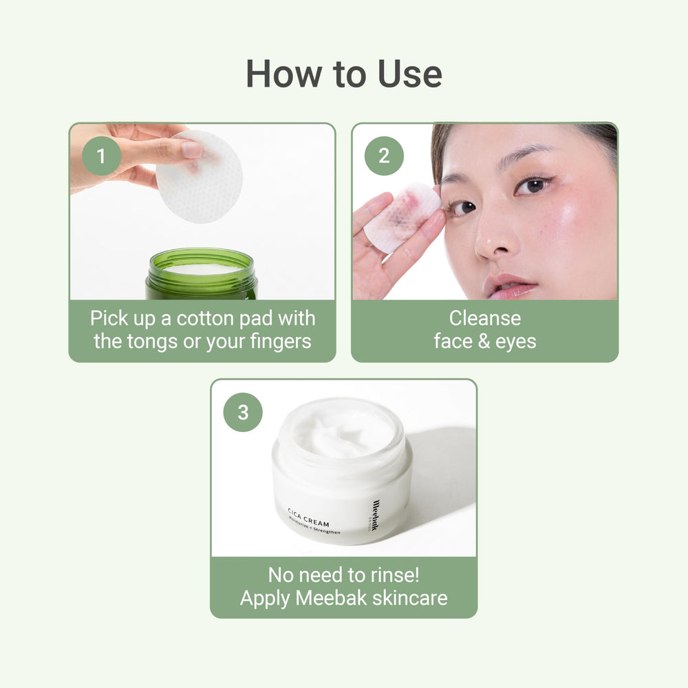 Meebak Cica Cleansing Water Pads reflect Korea's K-beauty science