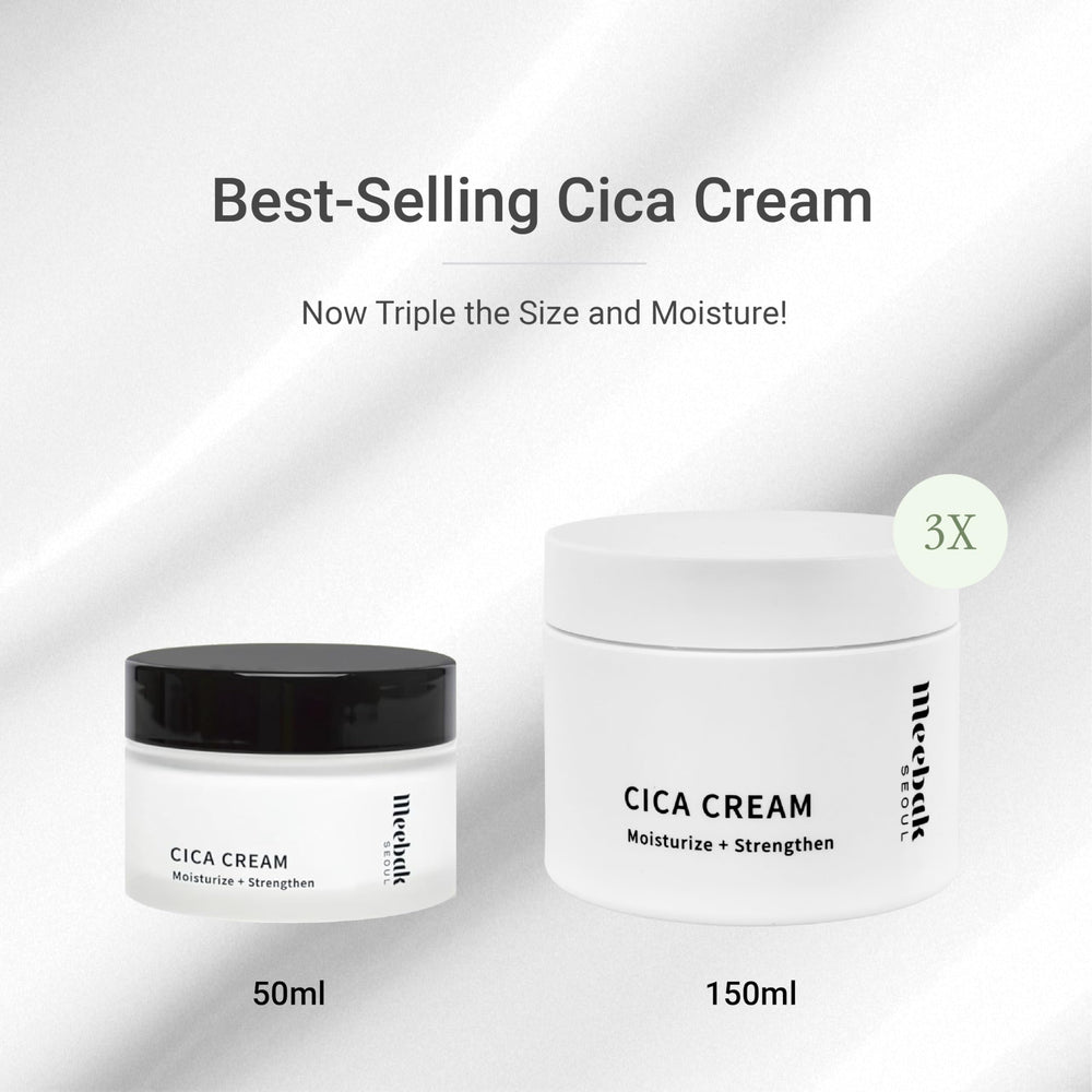 Meebak Cica Cream application closeup ready for daily routine.