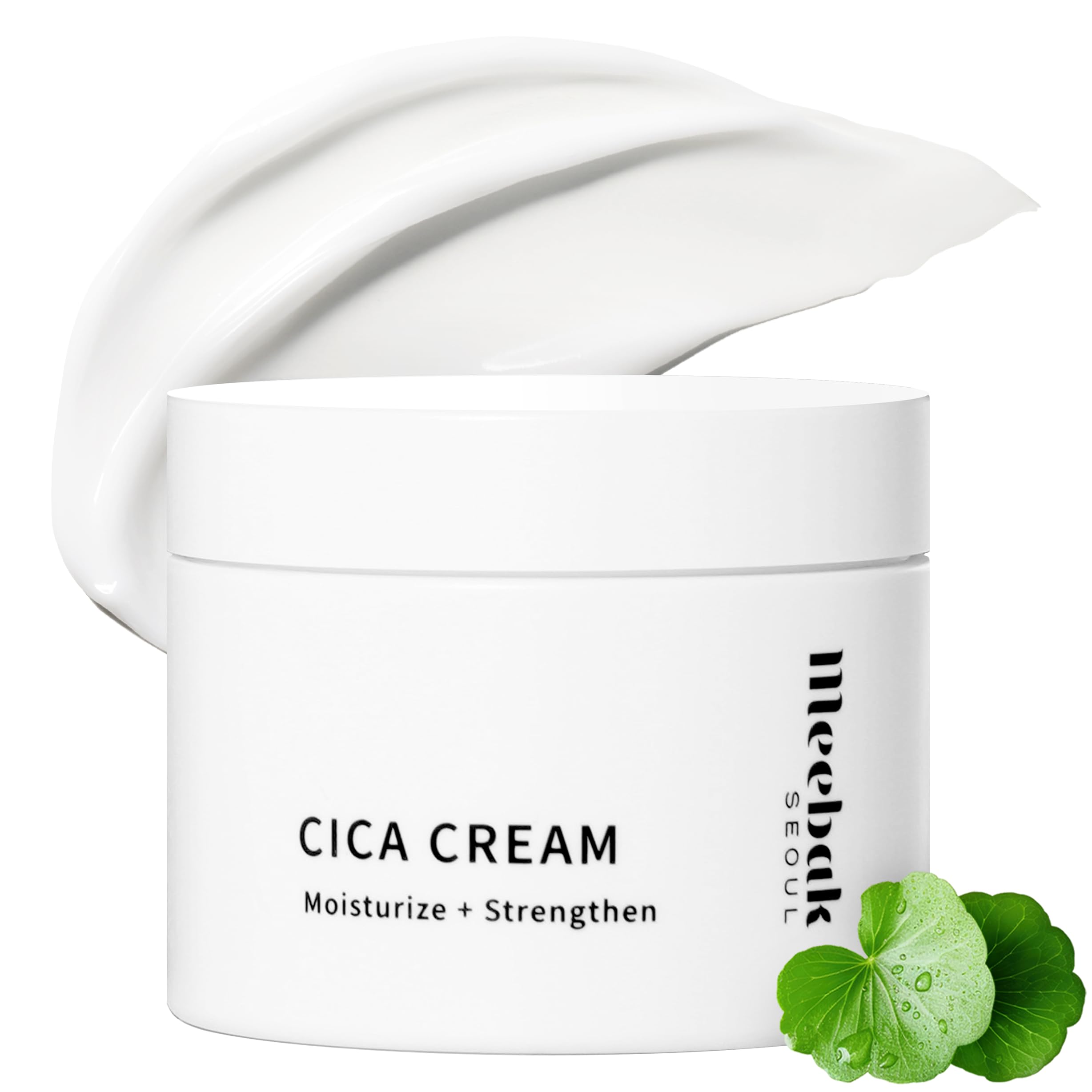 Meebak Cica Cream bottle showing daily hydration for calm skin.