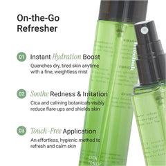 Meebak CICA Toner Spray closeup of ingredients highlighting centella and purslane.