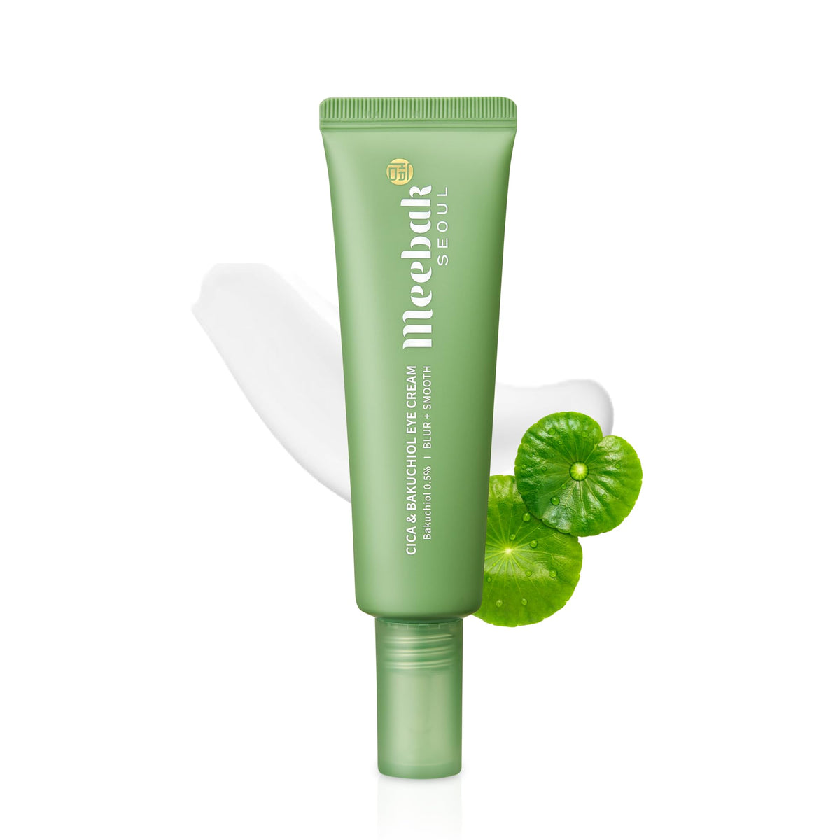 Meebak Eye Cream jar closeup showing Bakuchiol infusion for daily care