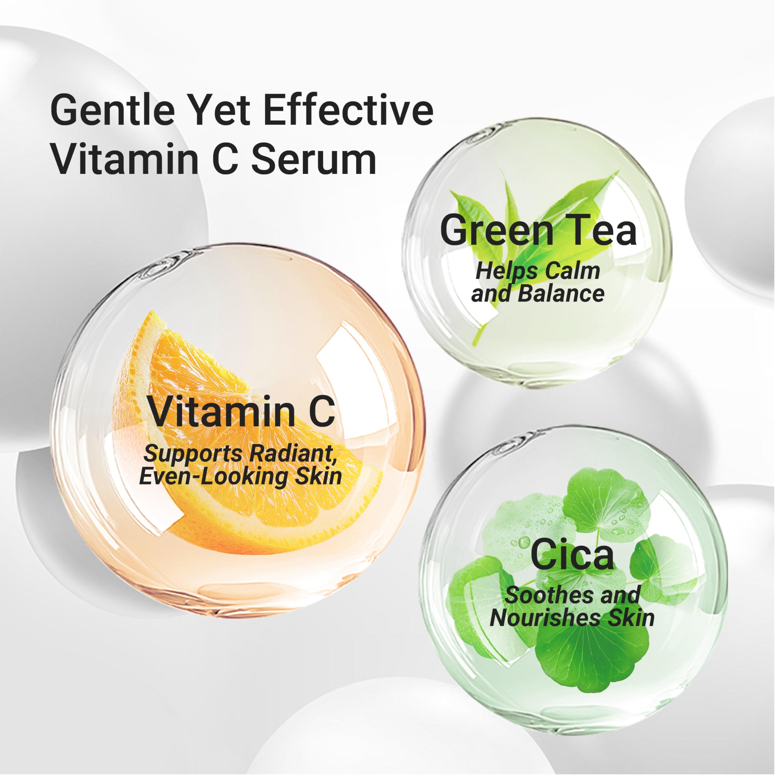 Meebak Vitamin C Serum being applied to the cheek for gentle hydration.