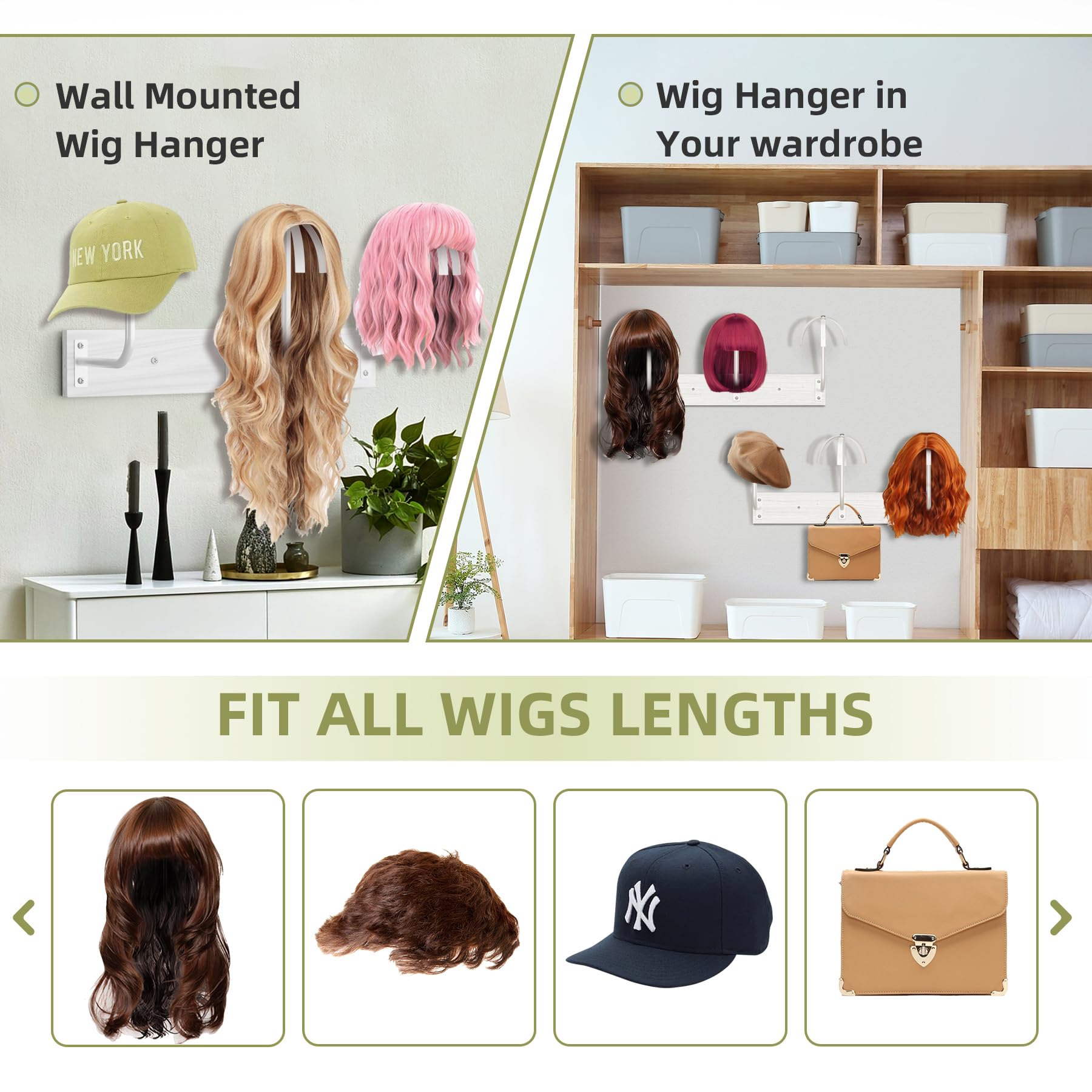 MEEMENG wall-mounted rack keeps wigs safe from kids and pets when stored