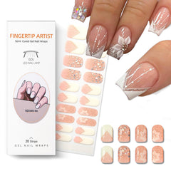 Meemooron semi-cured gel nail strips with French tip for at-home salon-quality nails.
