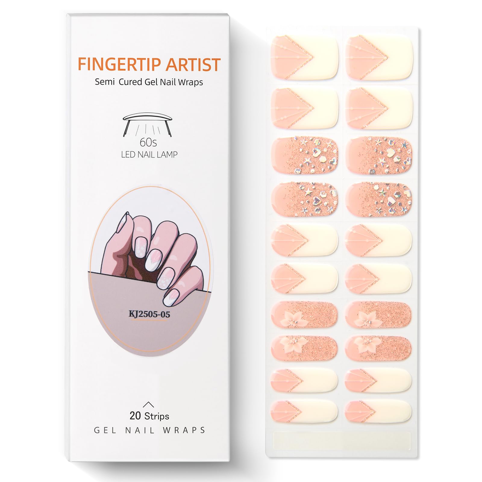 Meemooron glitter wrap gel strips provide sparkle with a glossy, long-lasting shine.