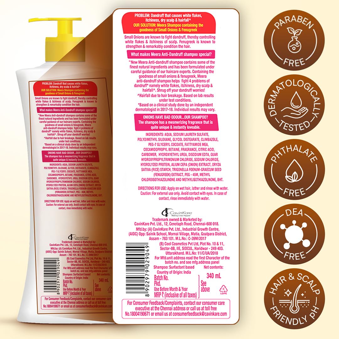 Meera Shampoo on bathroom shelf ready for routine use