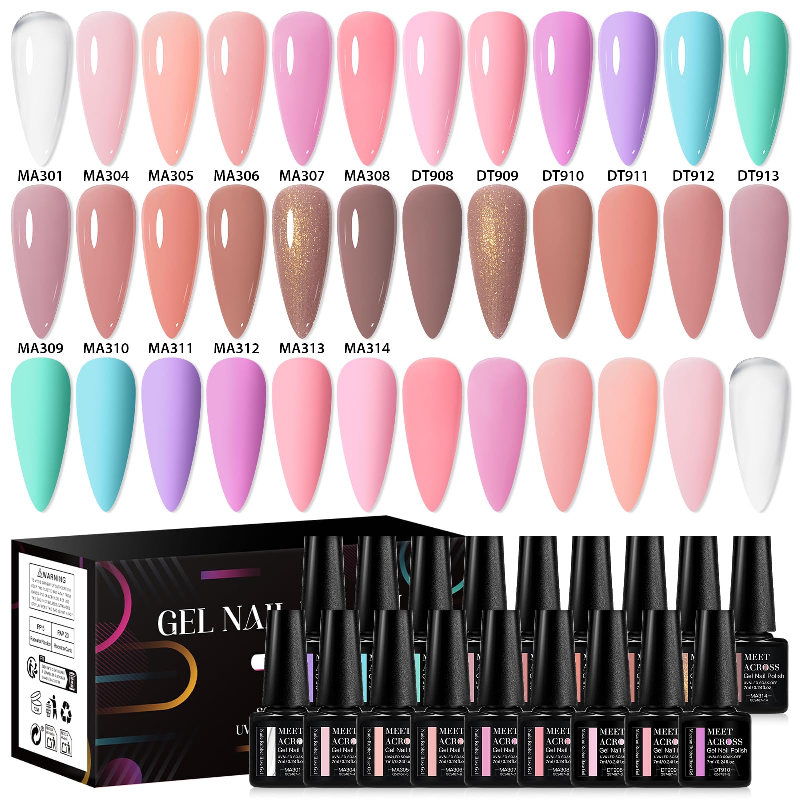 MEET ACROSS Gift-ready rubber base gel set for beginners.