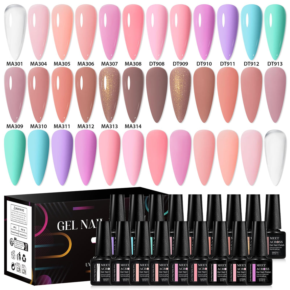 MEET ACROSS Gift-ready rubber base gel set for beginners.