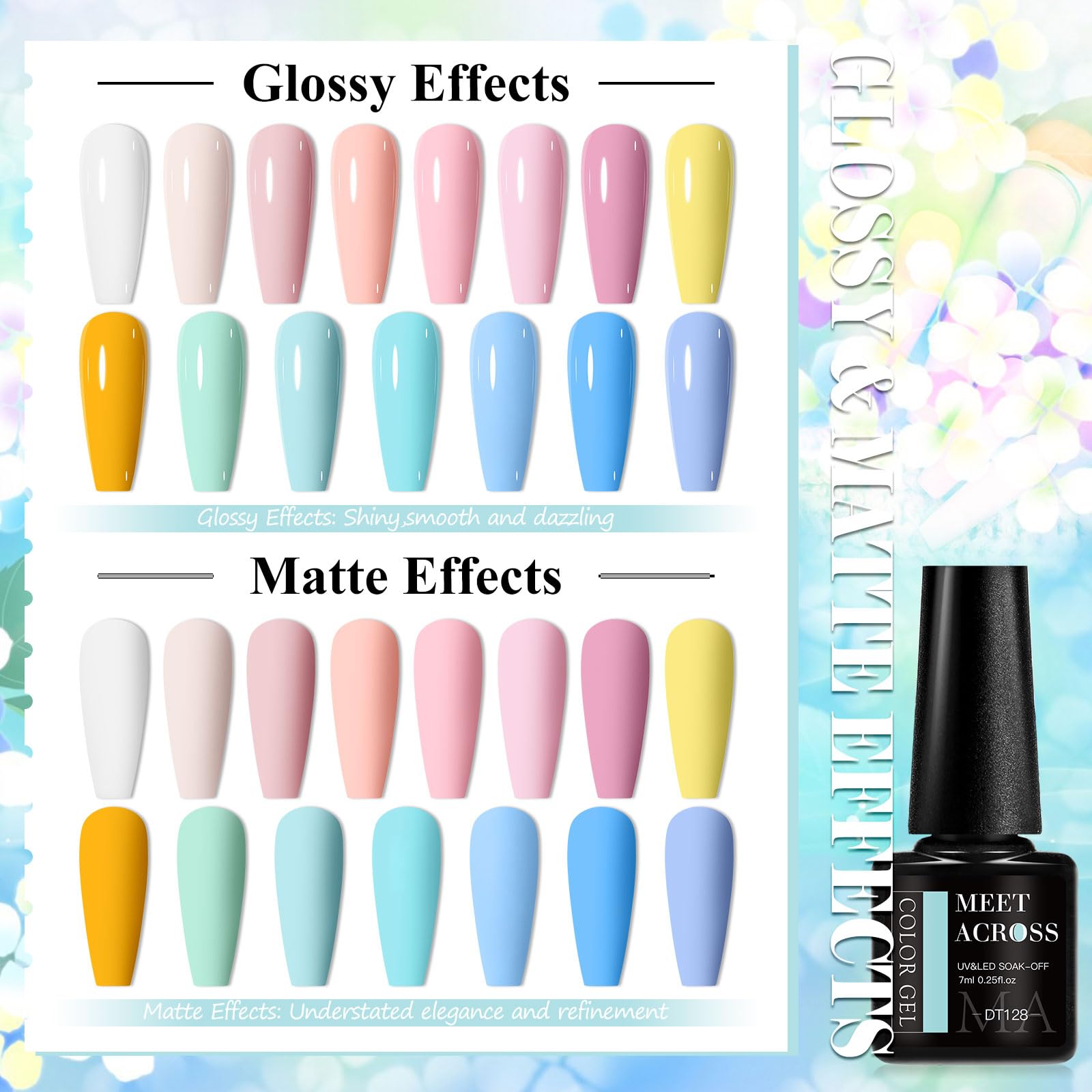 Meet Across high-shine finish provides glossy, lasting nails.