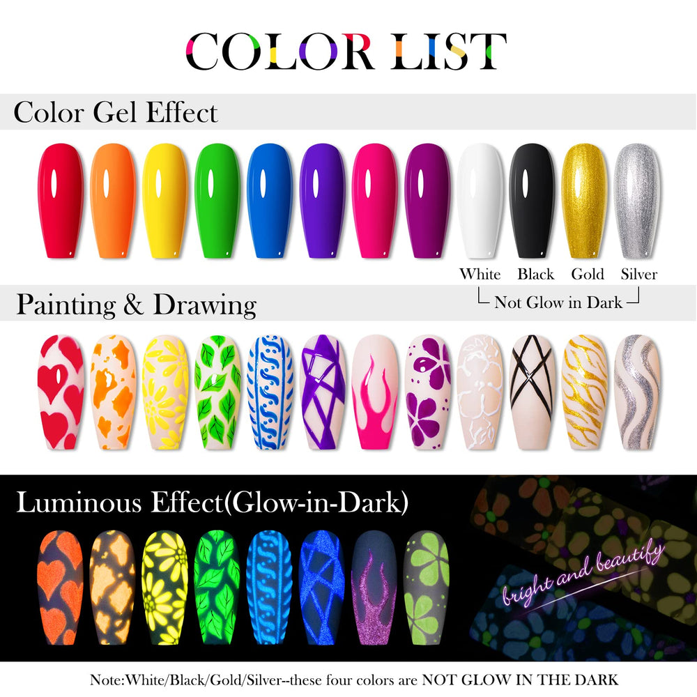 MEET ACROSS neon luminous palette of 12 colors for vivid daytime and glow effects