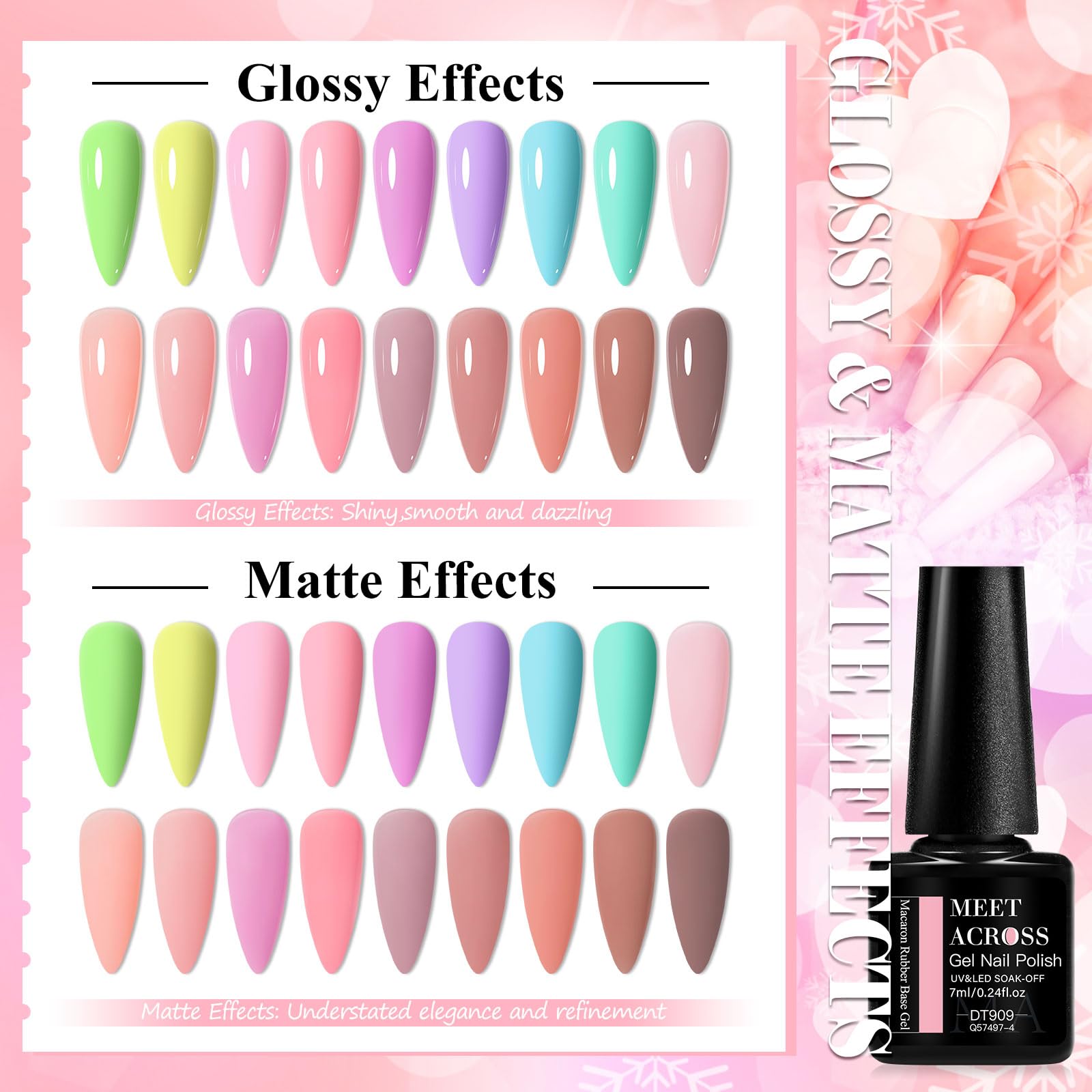 MEET ACROSS nude pink gel on nails with a glossy, durable finish.