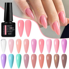 MEET ACROSS Pigmented Rubber Base Gel delivers rich color while protecting nails.