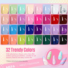 32 MEFA gel colors in spring pastel range for versatile nail art