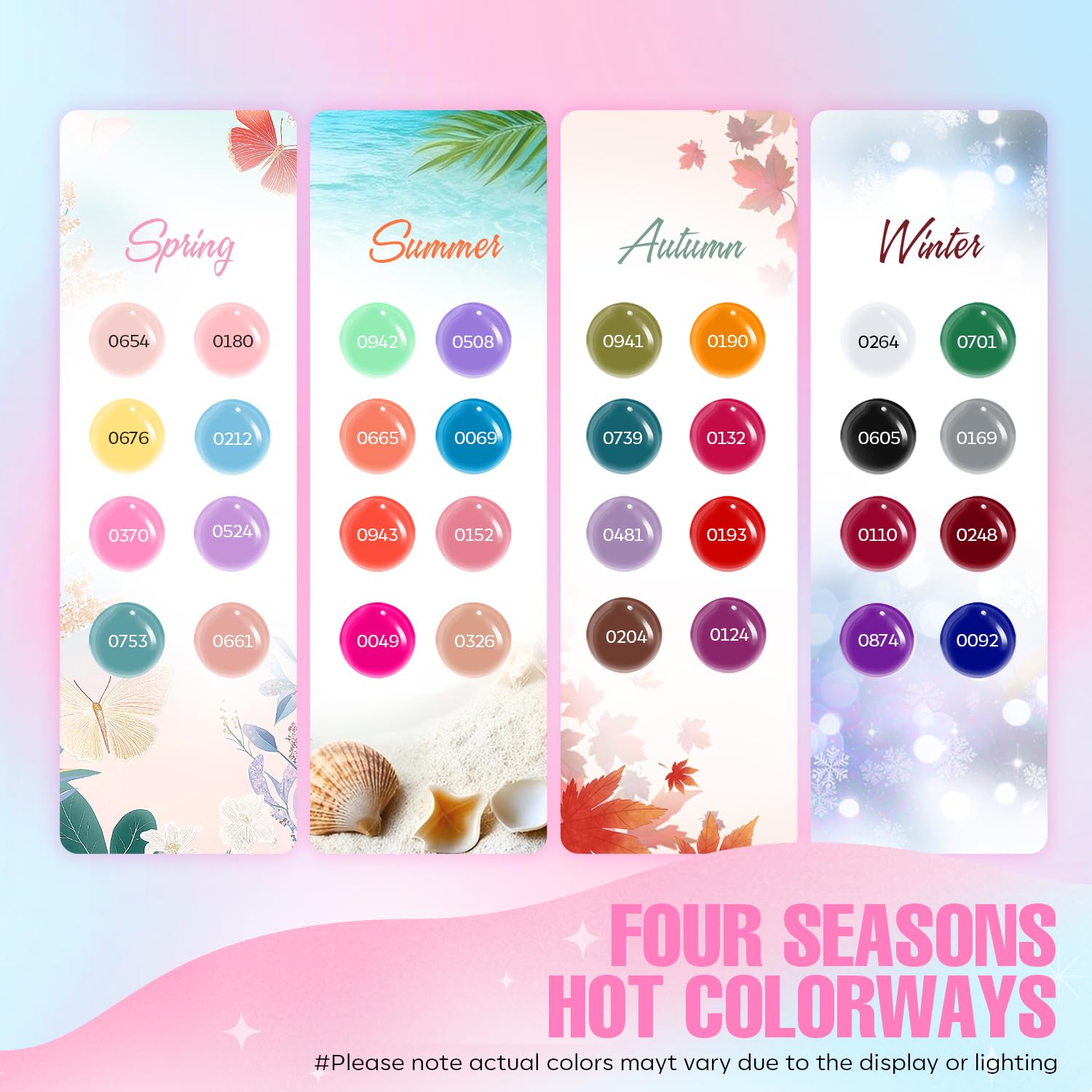 MEFA 32 gel polish bottles offering a wide color range for vibrant nails