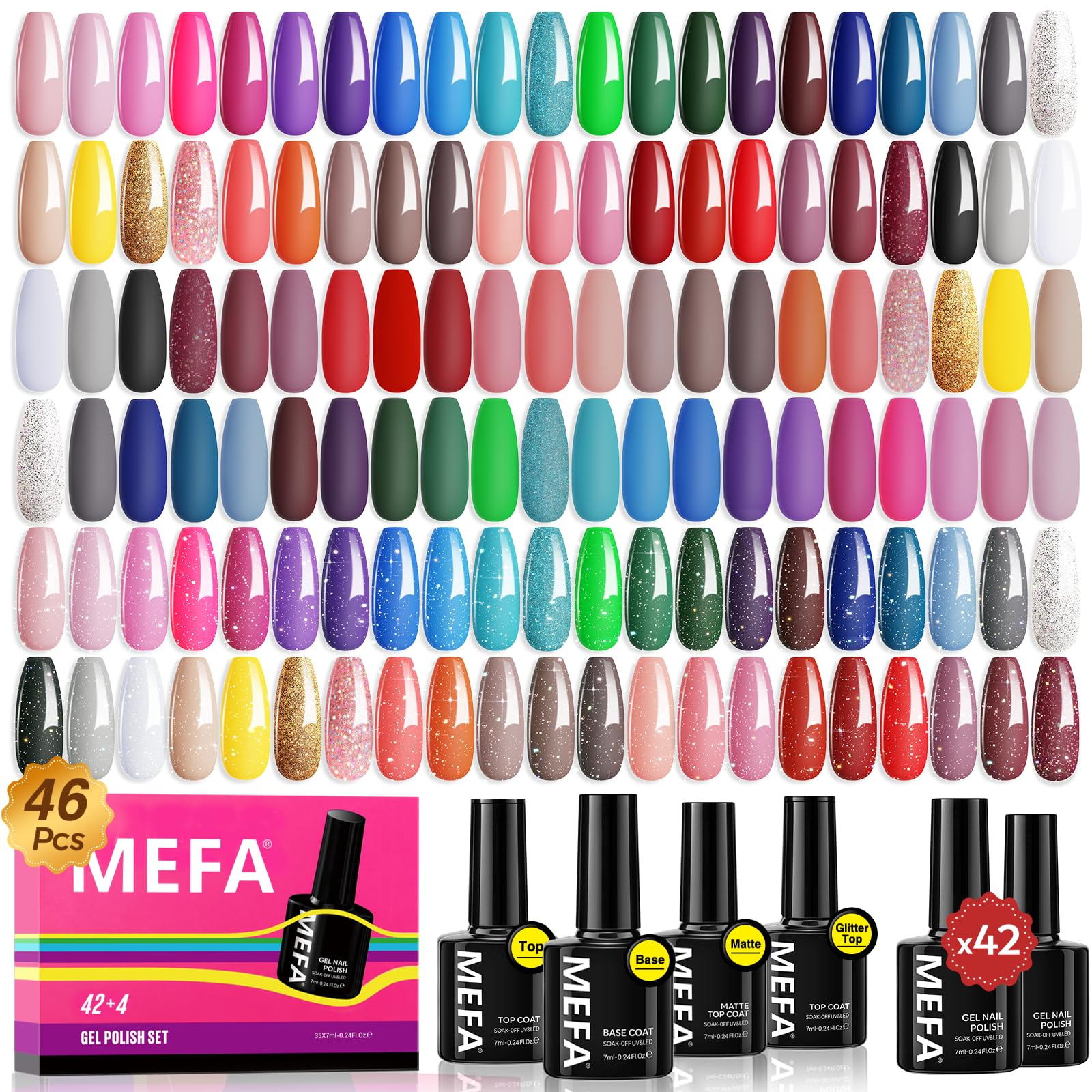 MEFA 47 PCS gel color palette for home manicures