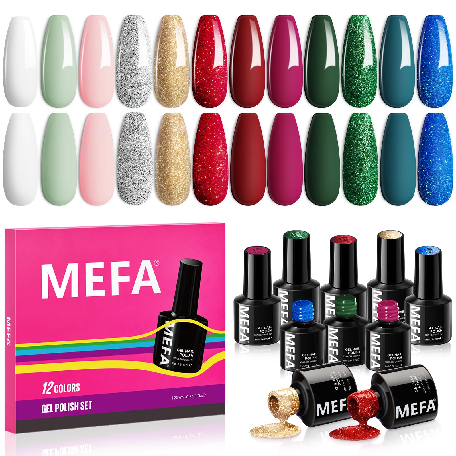 MEFA 7ml gel polish bottle label visible for easy shopping