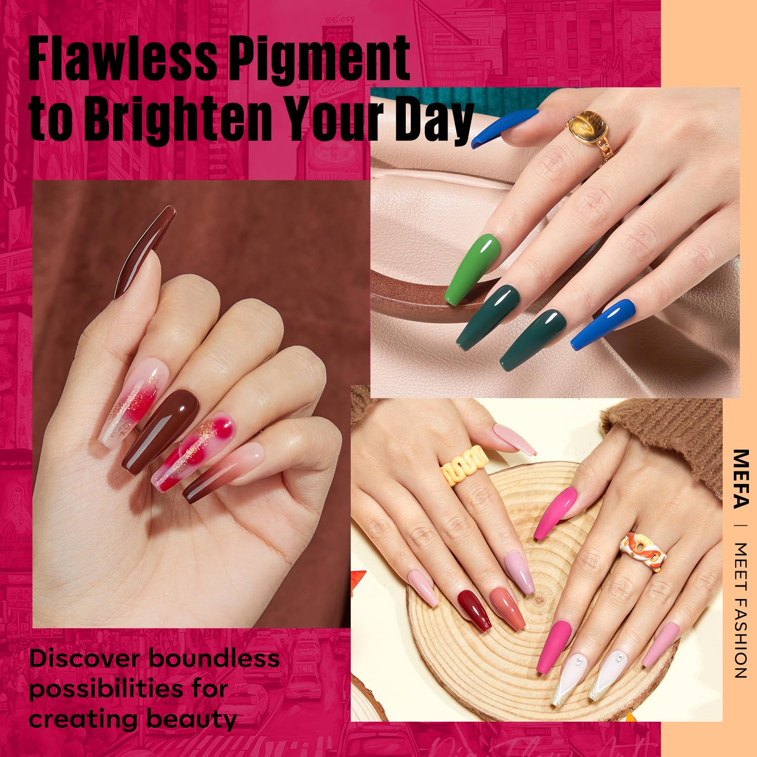 MEFA burgundy red gel polish shade for elegant nails