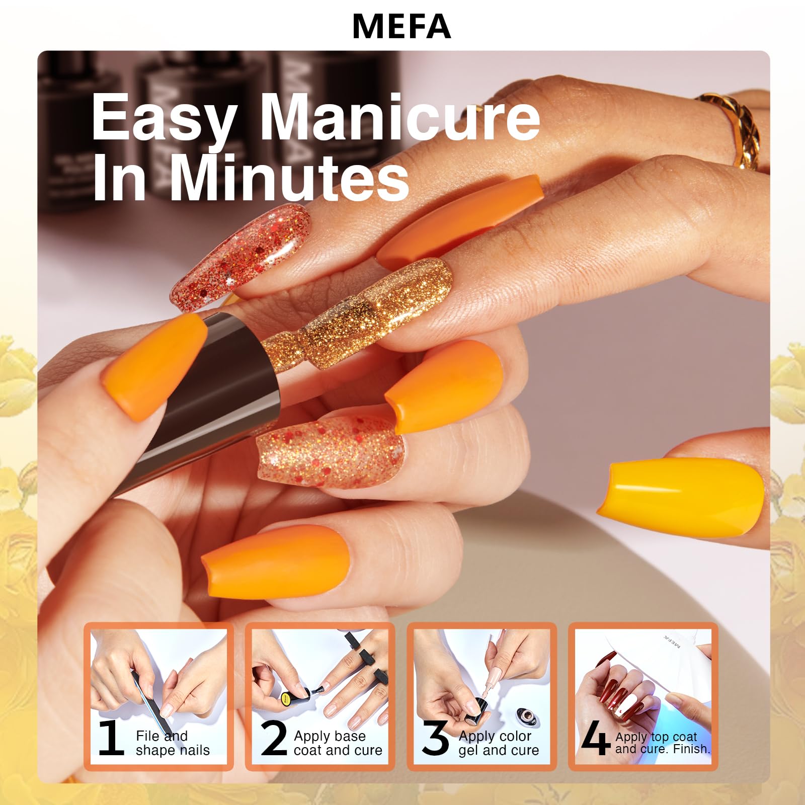 MEFA brown glitter gel polish – textured glam for statement nails.