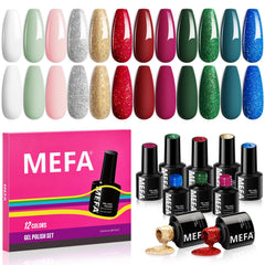 MEFA gel nail polish set burgundy red bottle close-up for festive manicure ideas