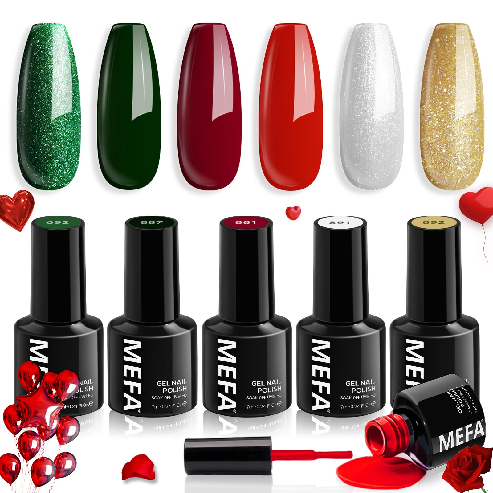 MEFA gel nail polish set burgundy red color for a classic salon-worthy manicure