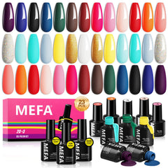 MEFA Gel Nail Polish Set gift box with vibrant shades for gifting.