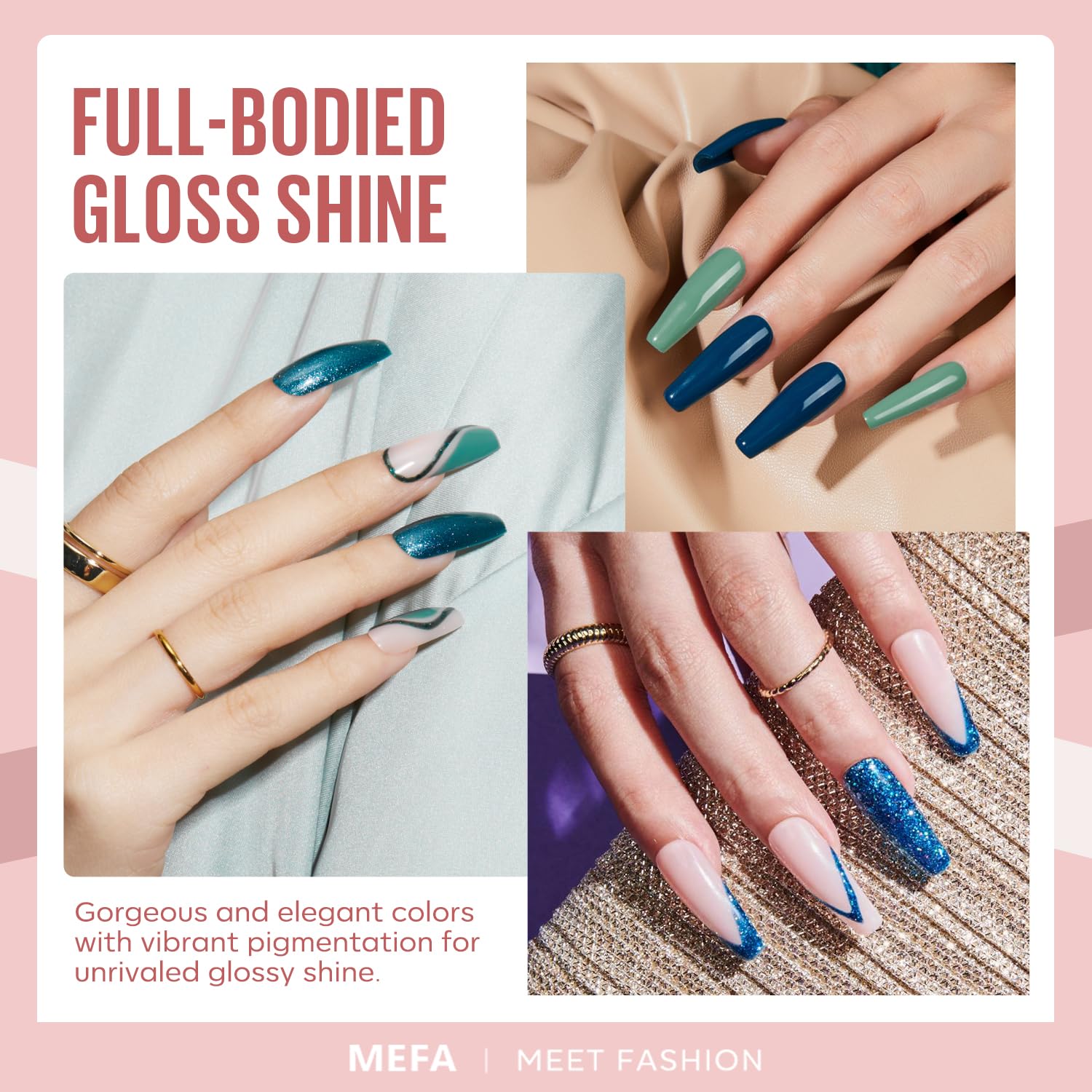 MEFA silver gold glitter polish swatch showcases party-ready shine and versatility
