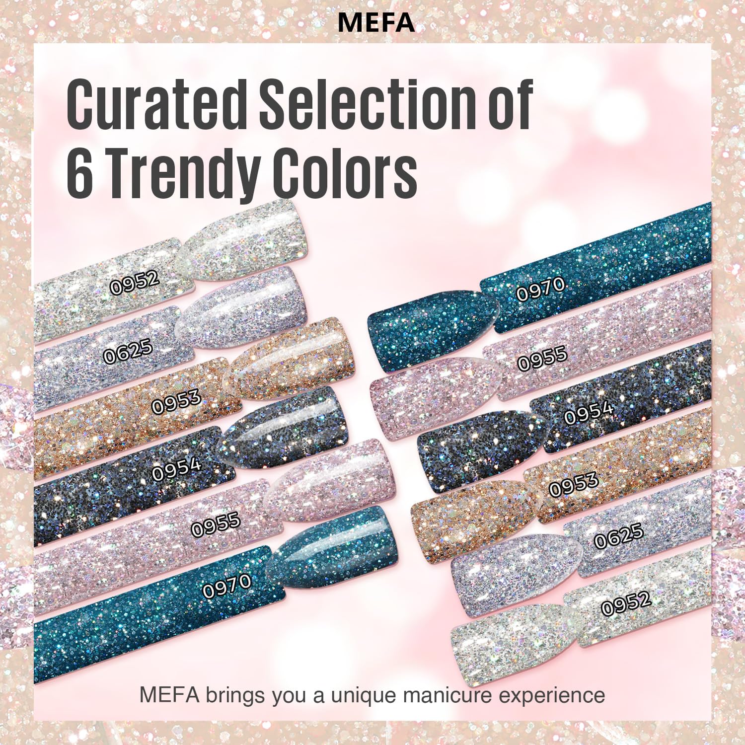 MEFA Chrome Platinum shade closeup captures metallic shimmer under light