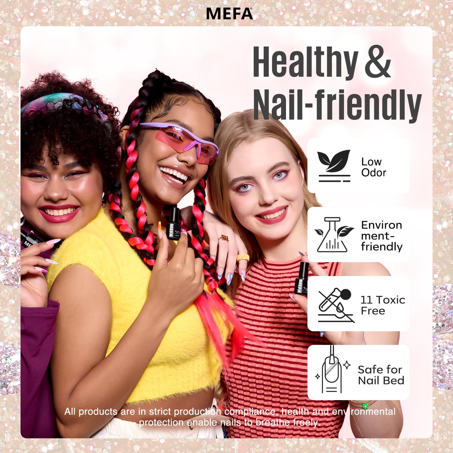 MEFA Curing Time illustration indicates 60-90 seconds under compatible lamp