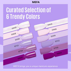 MEFA lavender lilac shade bottle close-up highlighting iridescent shimmer effect