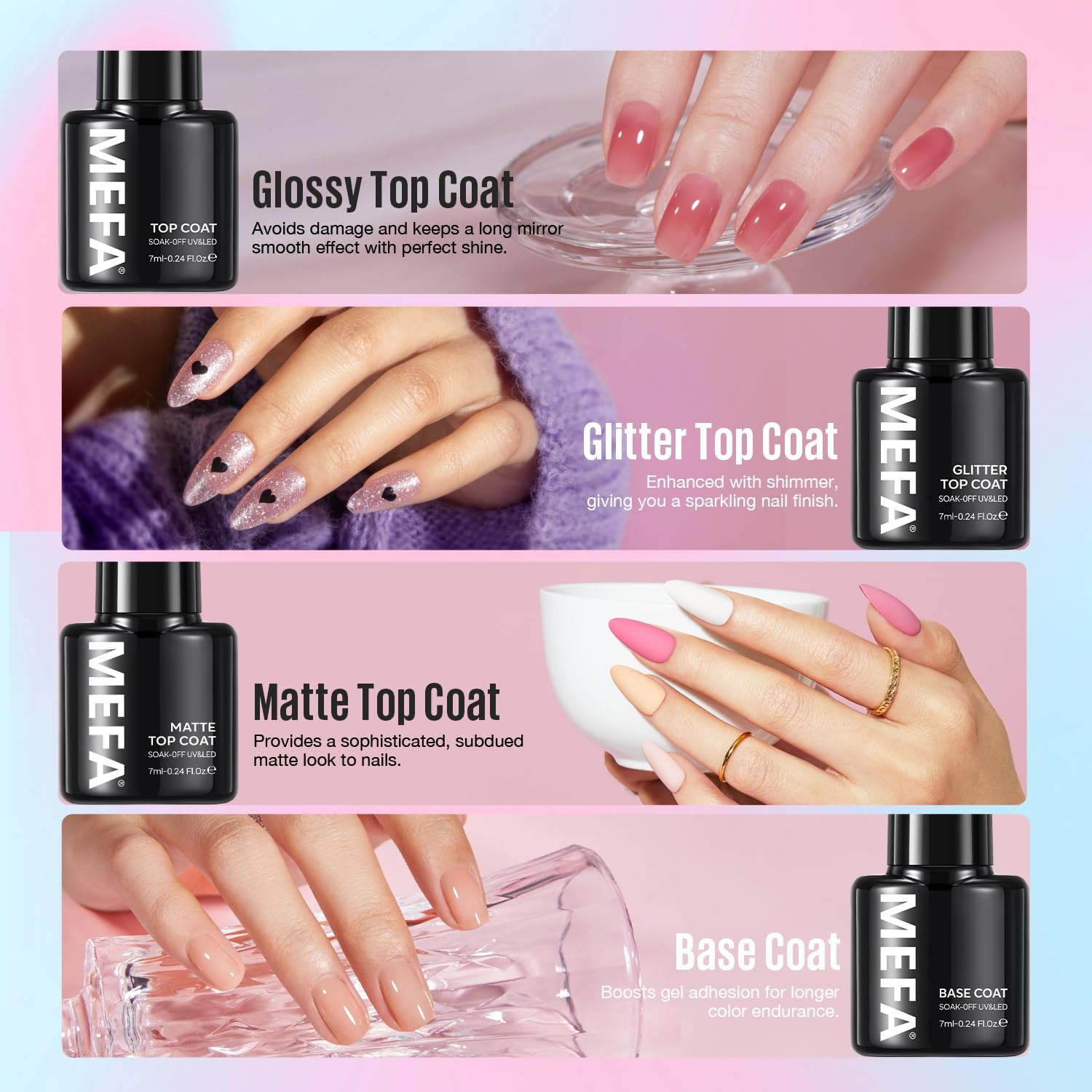 MEFA matte top coat 7ml gives a velvet, non-glossy finish