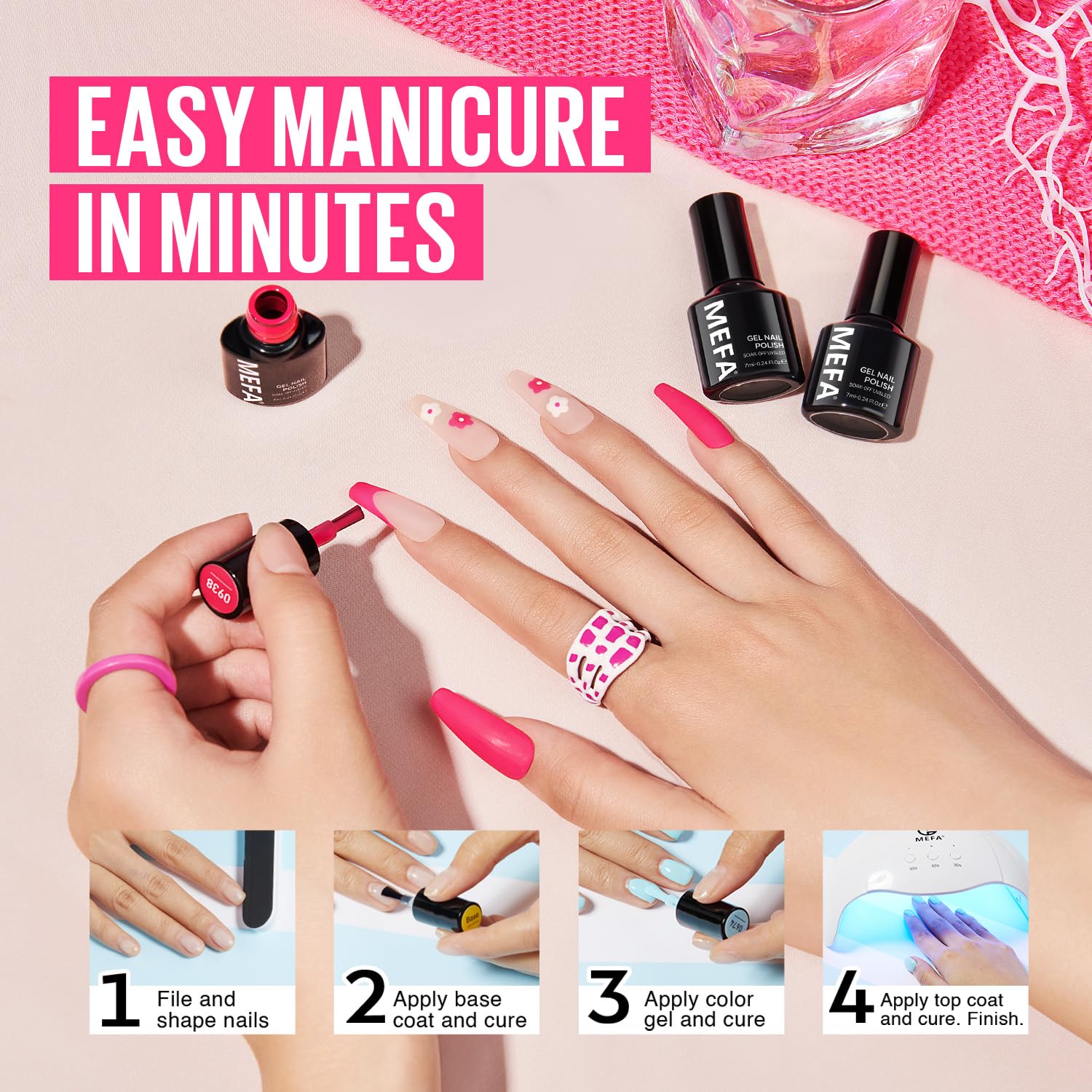 MEFA Neon Blue Gel Nail Polish creates cool, electric manicure options.