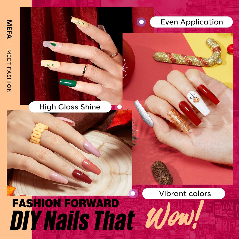MEFA purple and nude gel polish hues for versatile style