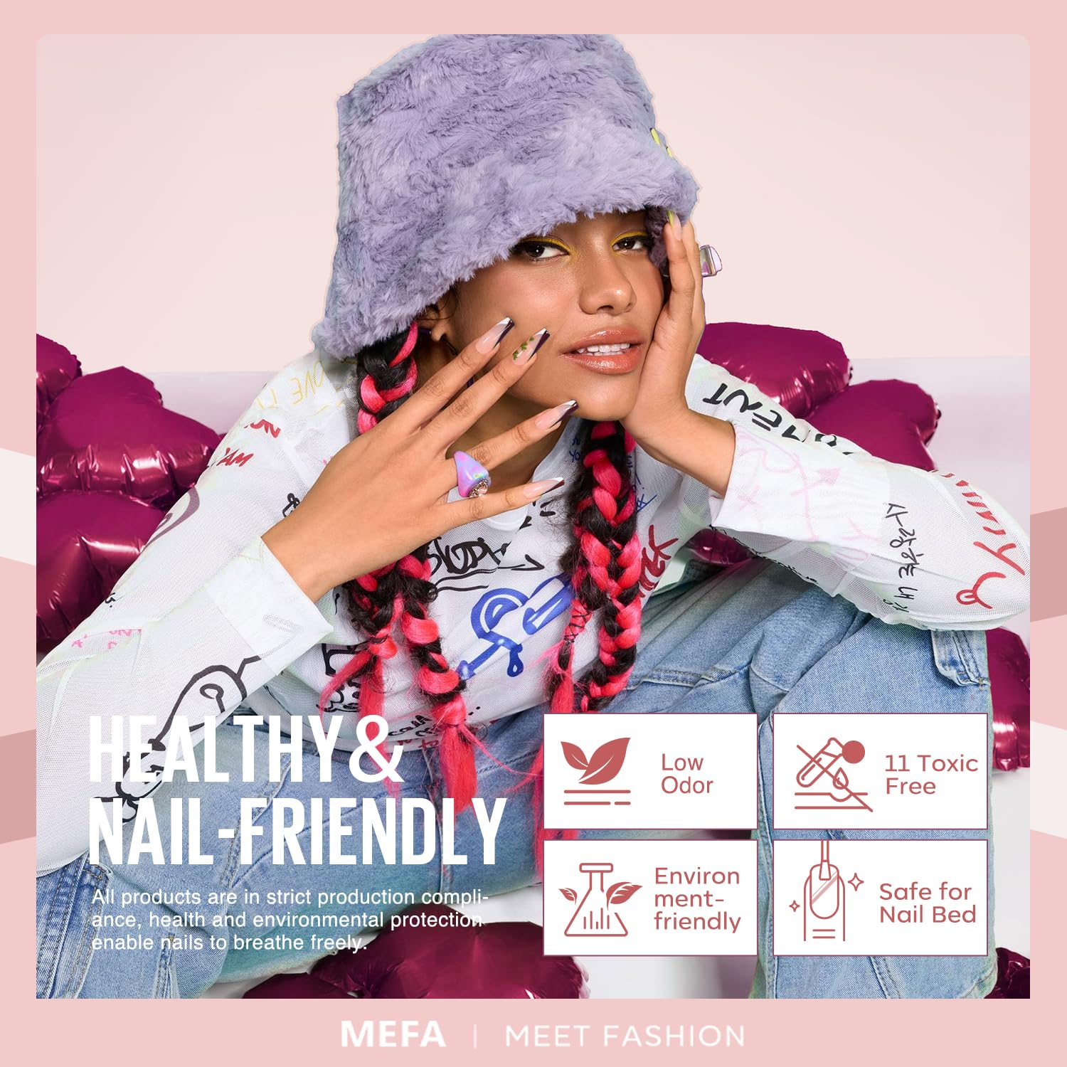 MEFA red glitter accent nail hints at celebratory designs